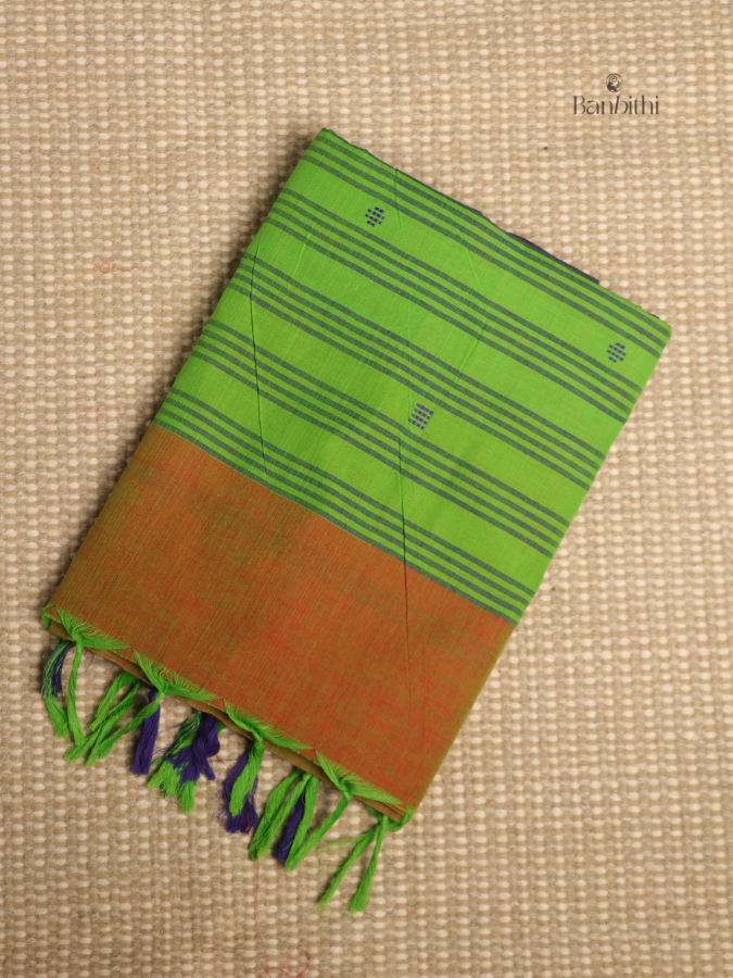 Begumpuri Pure Cotton Handwoven Saree – Ochre Yellow