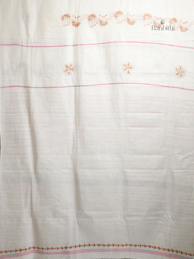 Ivory Whisper Kantha Saree