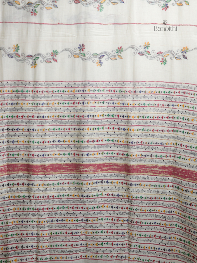 Ivory Loom Kantha Saree