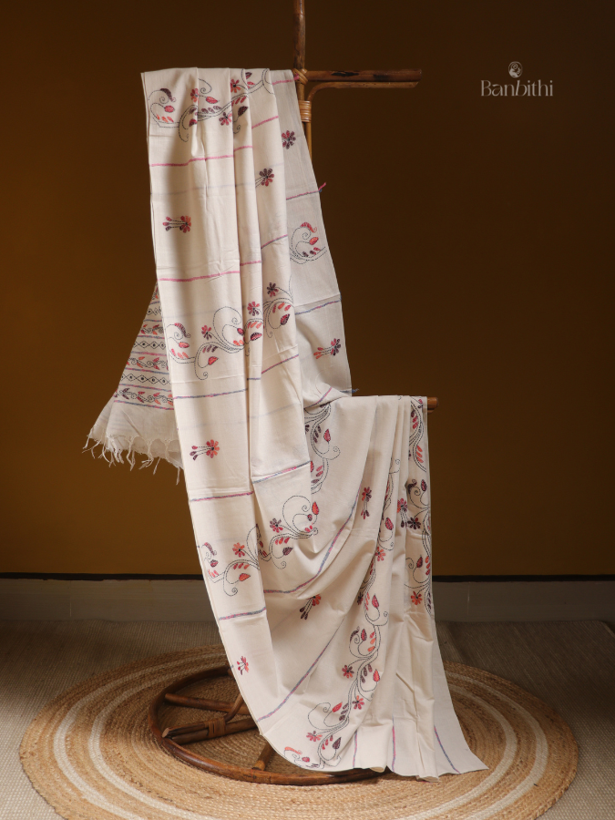 Ivory Tradition Kantha Saree