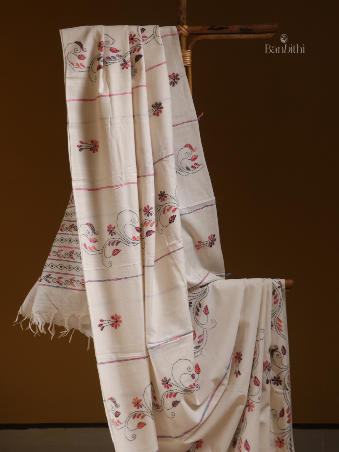 Ivory Tradition Kantha Saree