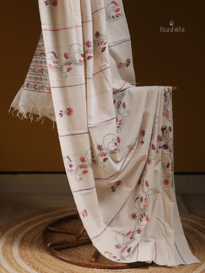 Ivory Tradition Kantha Saree