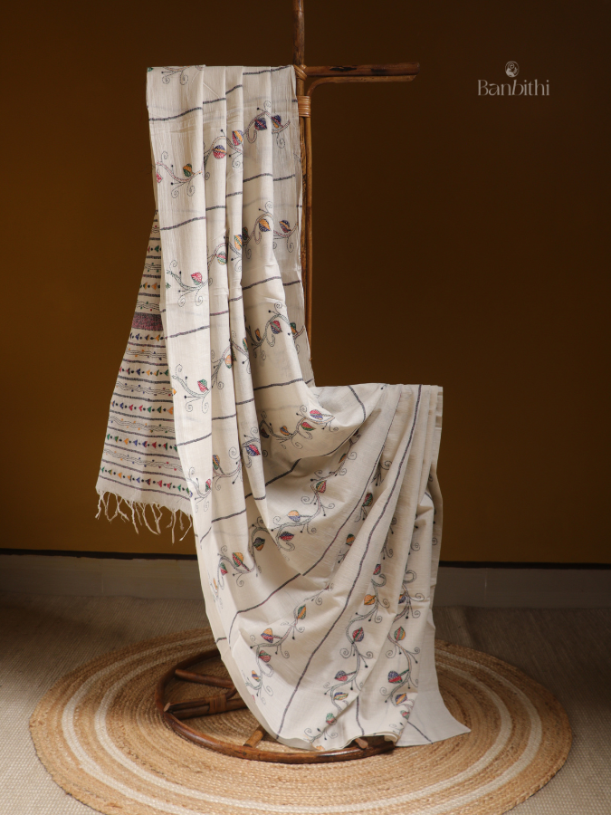 Ivory Classic Kantha Saree