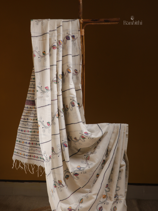 Ivory Classic Kantha Saree