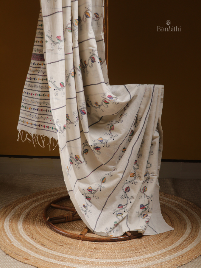 Ivory Classic Kantha Saree