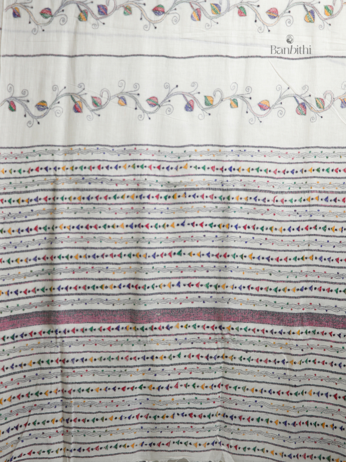 Ivory Classic Kantha Saree