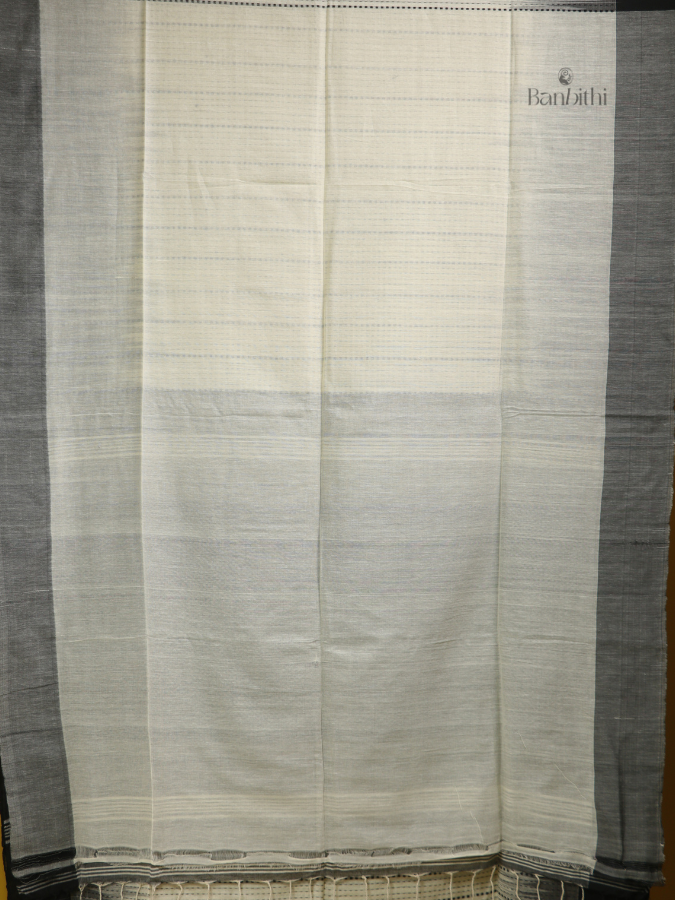 Ivory Noir Kantha Hand Embroidered Saree