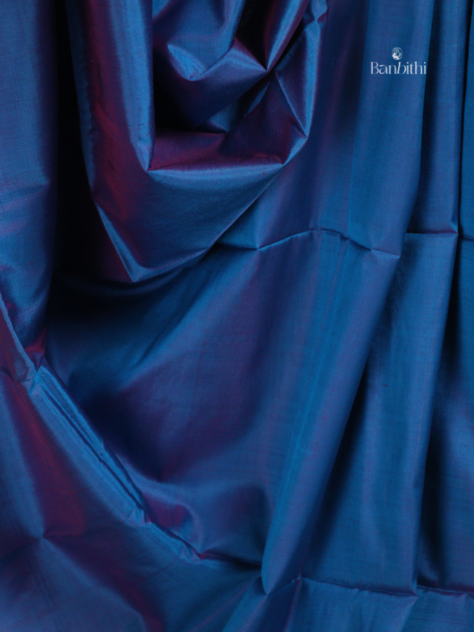 Bishnupur Mulberry Silk Saree - Orange Blue