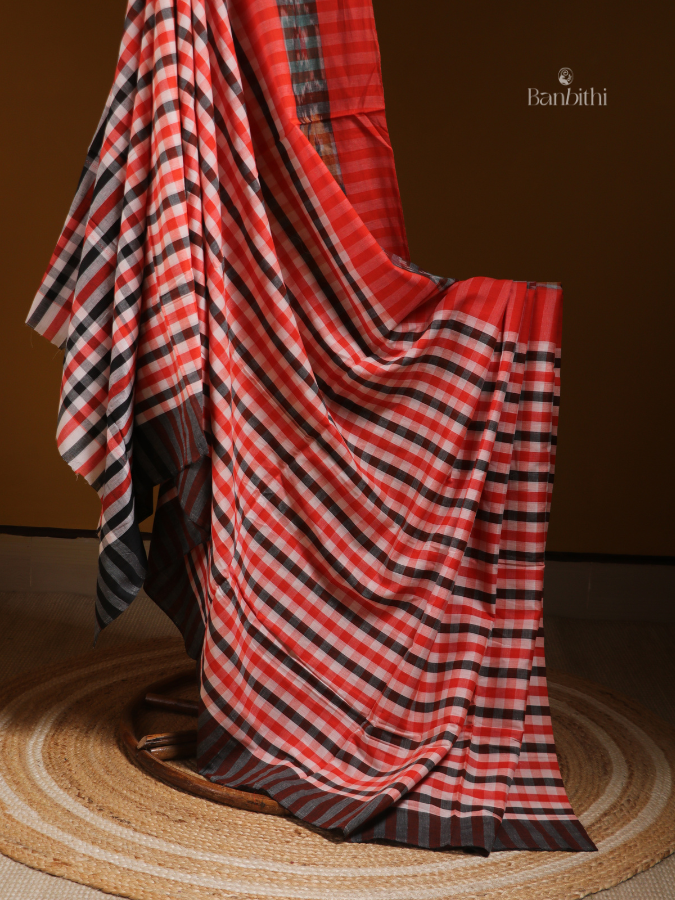 Sunset Glow Dhaniakhali Cotton Saree