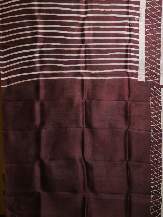 Hand Batik Murshidabad Silk Saree – Elegant Mauve Tone
