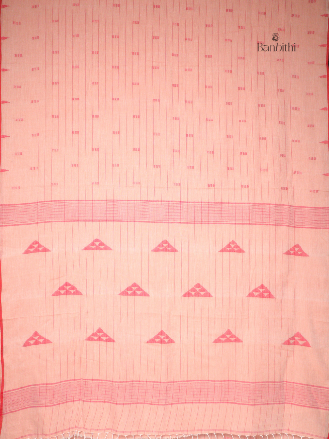 Pure Cotton Hand Spun Jamdani Saree – Pink