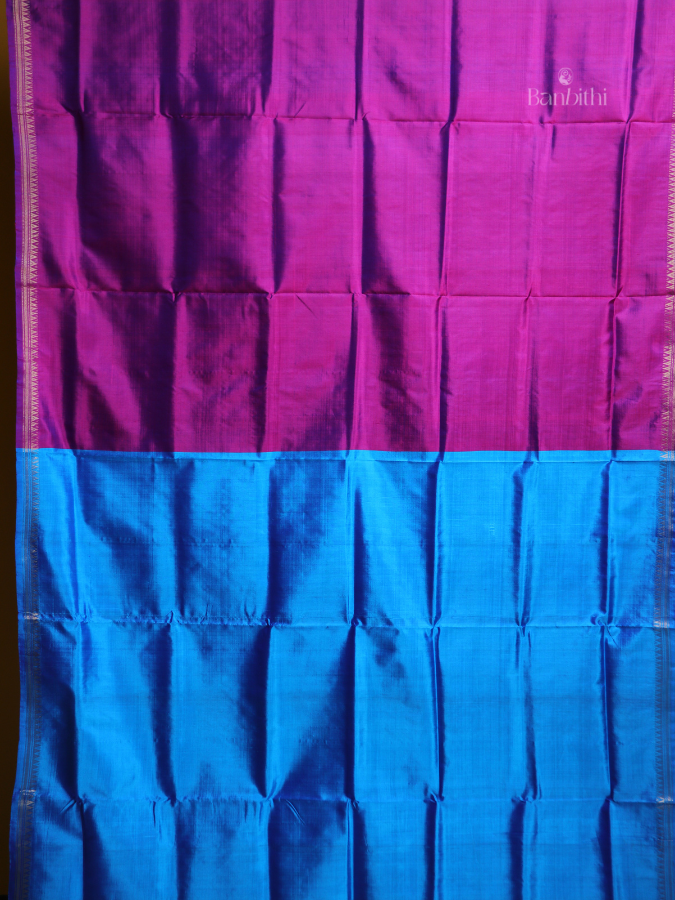 Bishnupur Silk Saree – Pink & Sky Blue Harmony