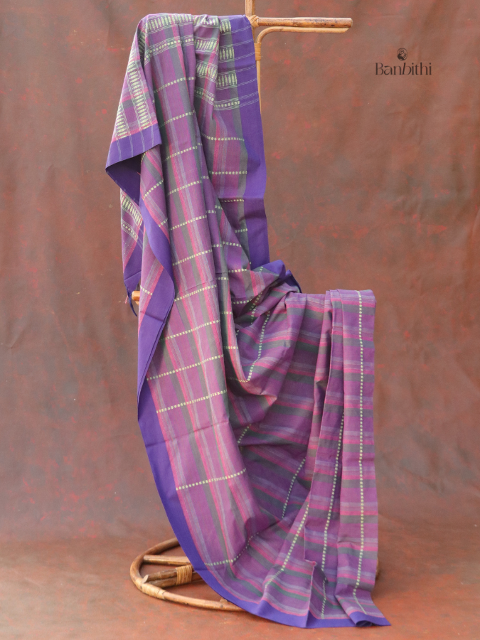 Begumpuri Pure Cotton Handwoven Saree – Purple