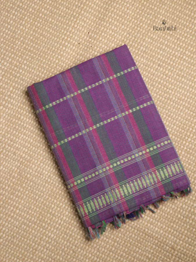 Begumpuri Pure Cotton Handwoven Saree – Purple