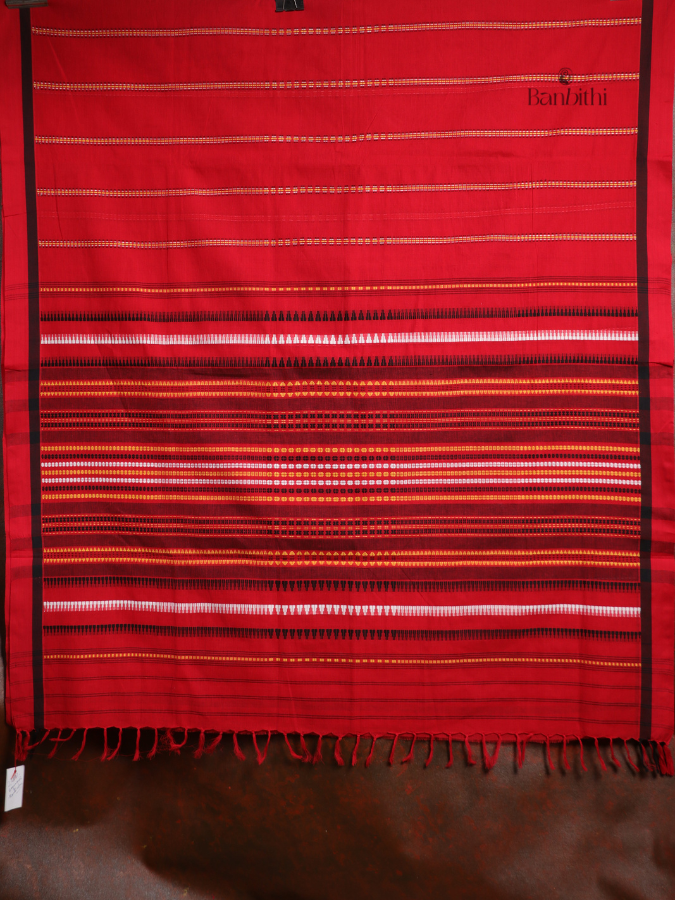 Begumpuri Pure Cotton Handwoven Saree – Red