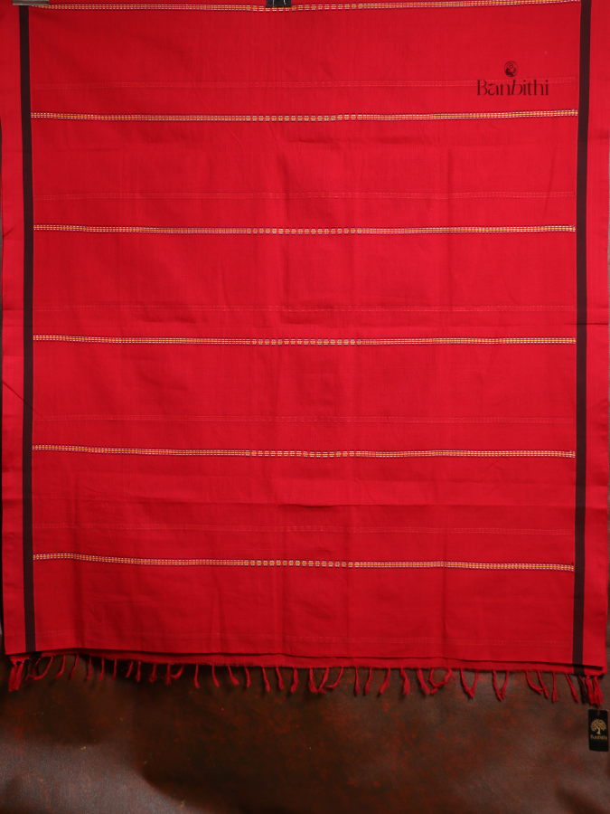 Begumpuri Pure Cotton Handwoven Saree – Red