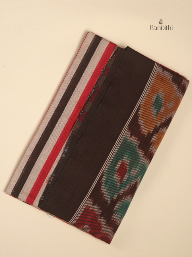 Pure Cotton Handwoven Dhaniakhali Saree – Red Black