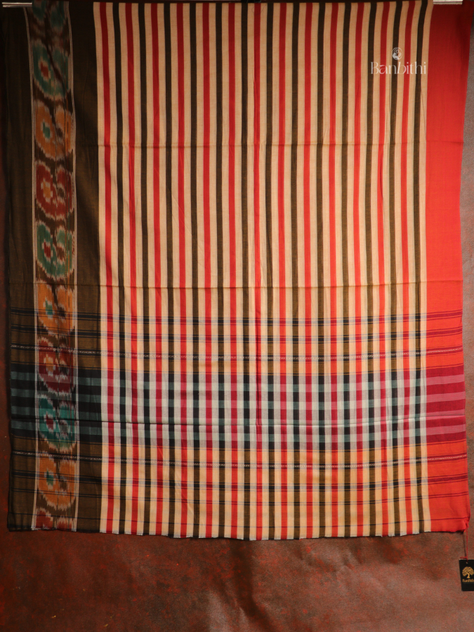 Pure Cotton Handwoven Dhaniakhali Saree – Red Brown