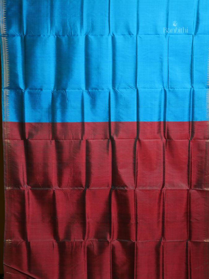 Bishnupur Silk Saree – Sky Blue Minimal Elegance