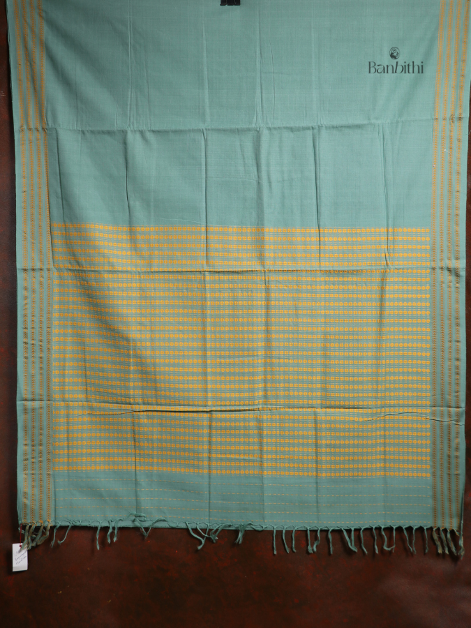 Begumpuri Pure Cotton Handwoven Saree – Turquoise Blue