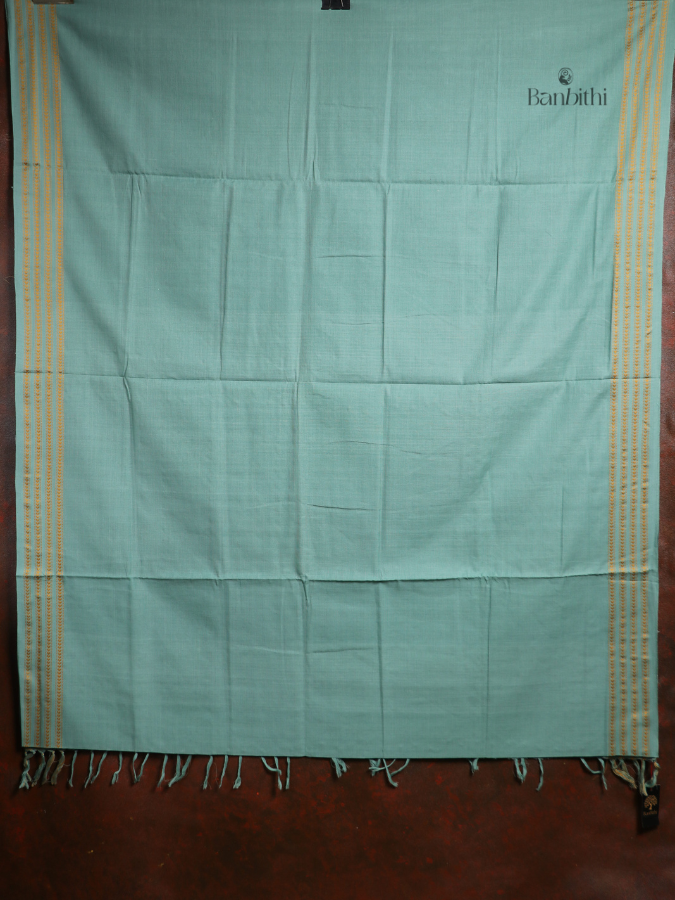 Begumpuri Pure Cotton Handwoven Saree – Turquoise Blue