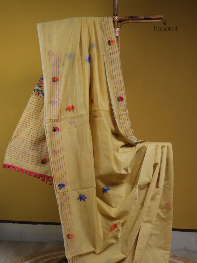 Sunlit Yellow Artisan Chanderi Saree