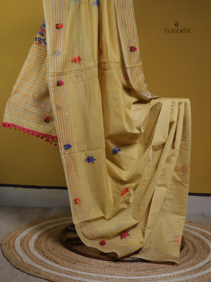 Sunlit Yellow Artisan Chanderi Saree