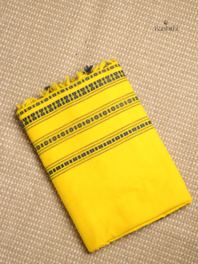 Begumpuri Pure Cotton Handwoven Saree – Yellow
