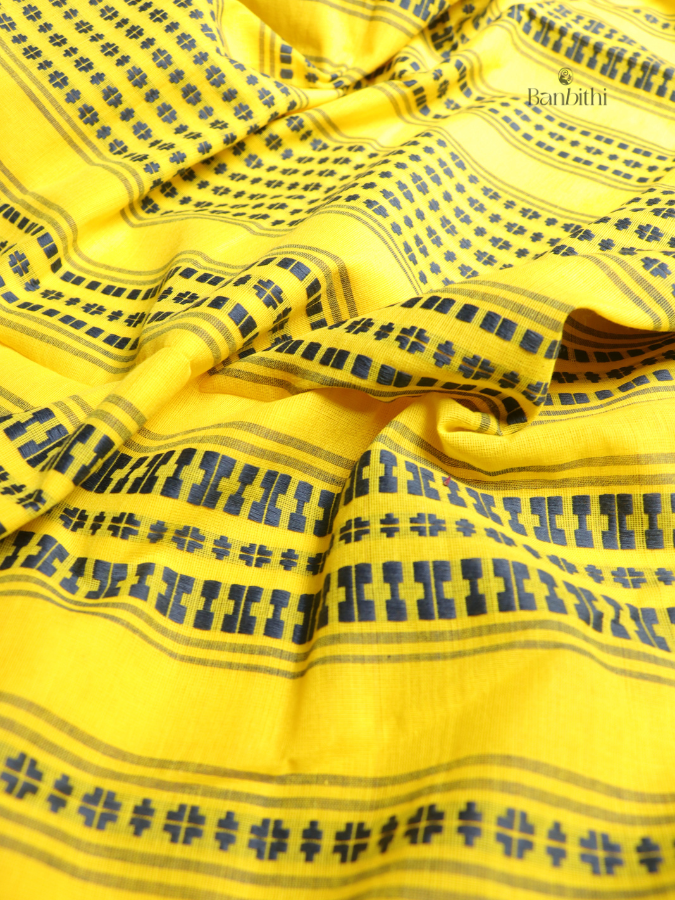 Begumpuri Pure Cotton Handwoven Saree – Yellow