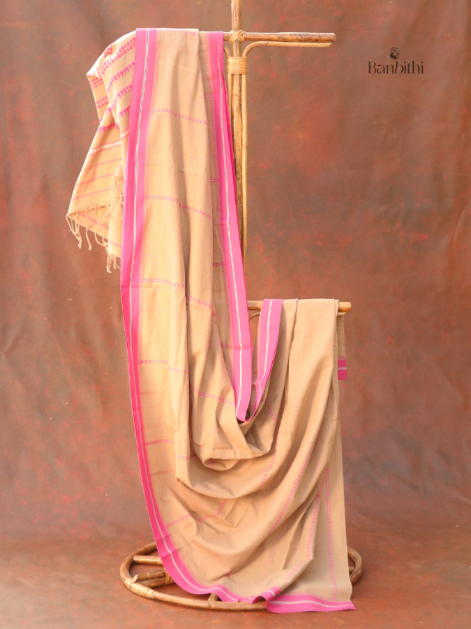 Begumpuri Pure Cotton Handwoven Saree – Coffee Brown