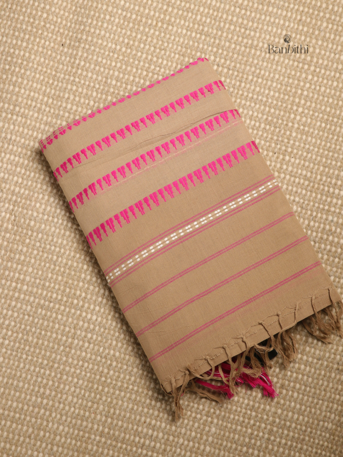 Begumpuri Pure Cotton Handwoven Saree – Coffee Brown