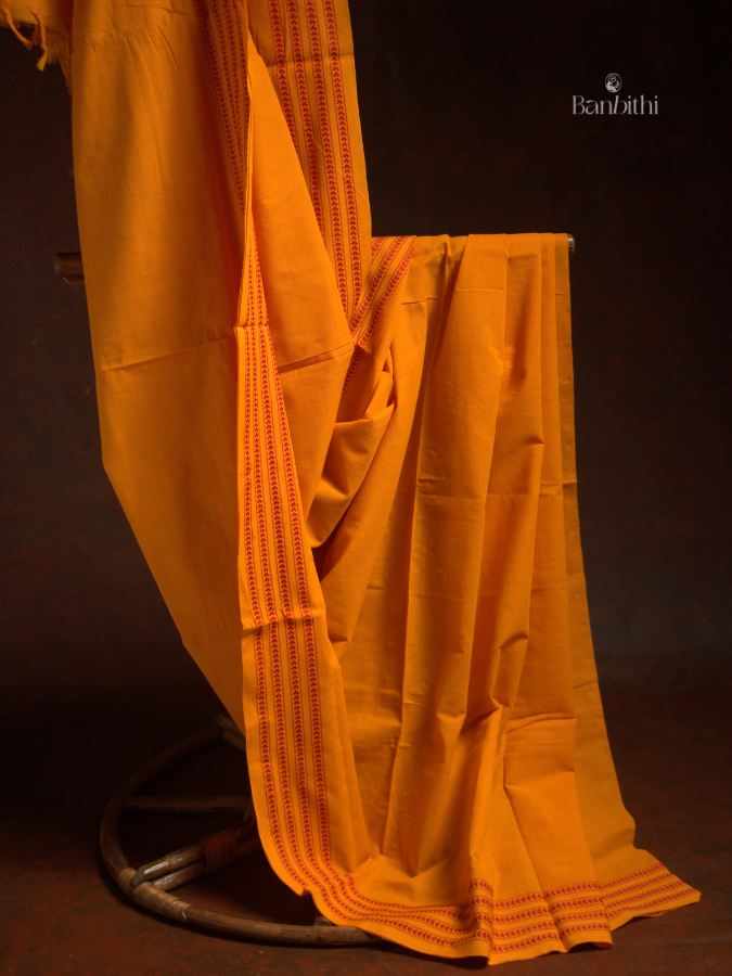 Begumpuri Pure Cotton Handwoven Saree – Yellow 1