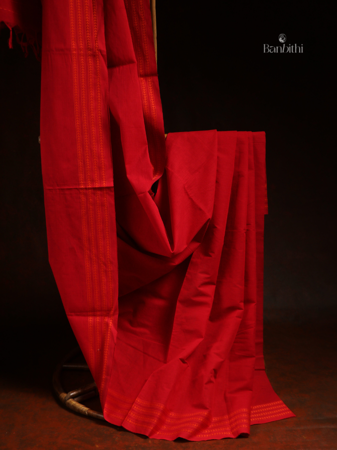 Begumpuri Pure Cotton Handwoven Saree – Red 1