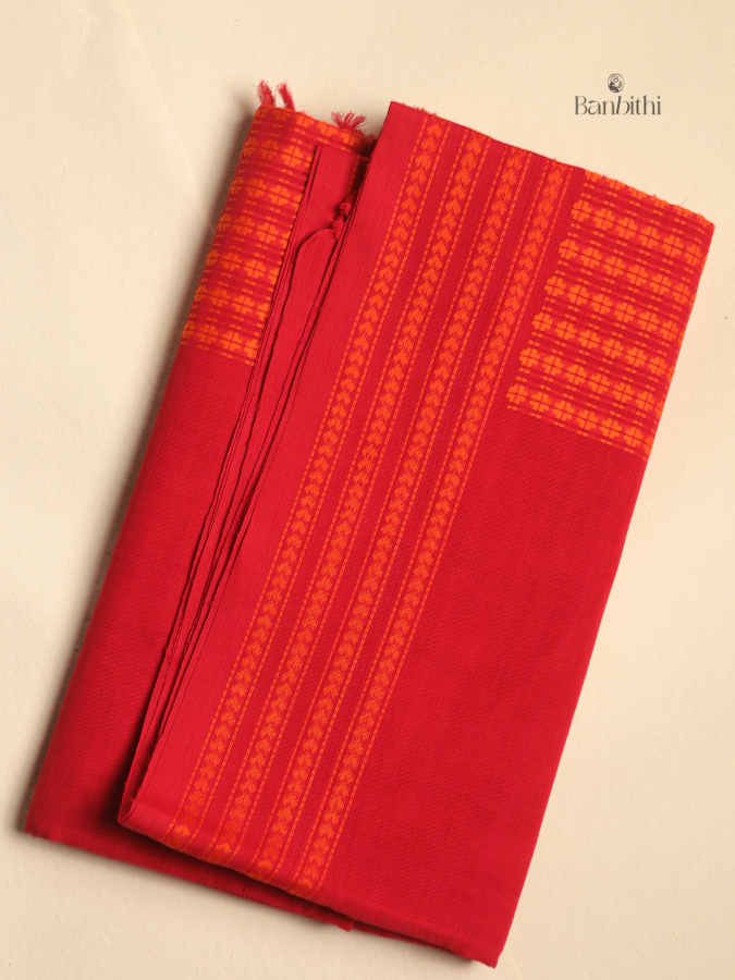 Begumpuri Pure Cotton Handwoven Saree – Red 1