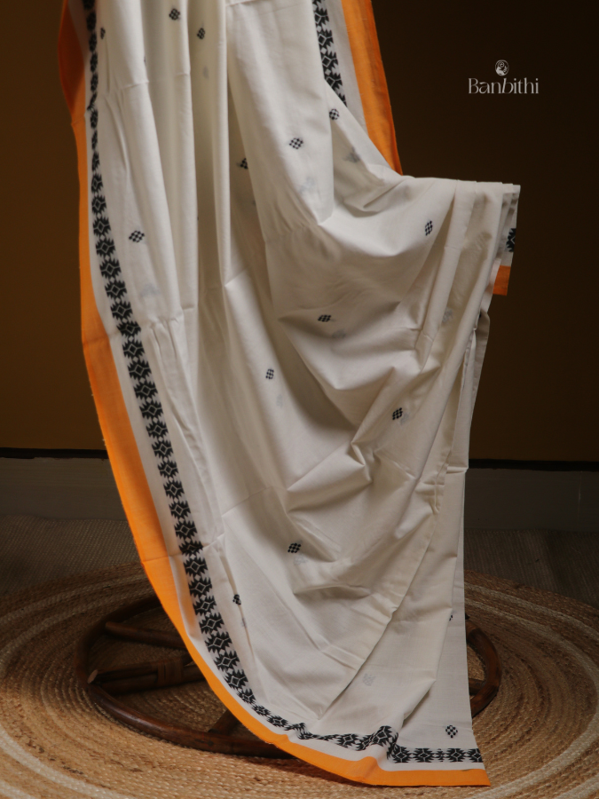 Ivory Yellow Dhaniakhali Handloom Saree