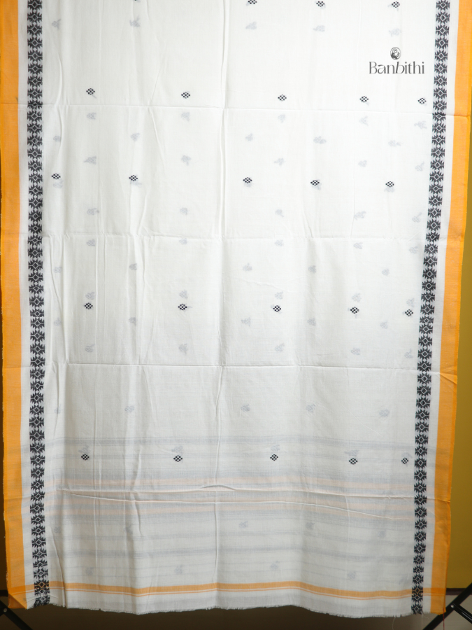 Ivory Yellow Dhaniakhali Handloom Saree
